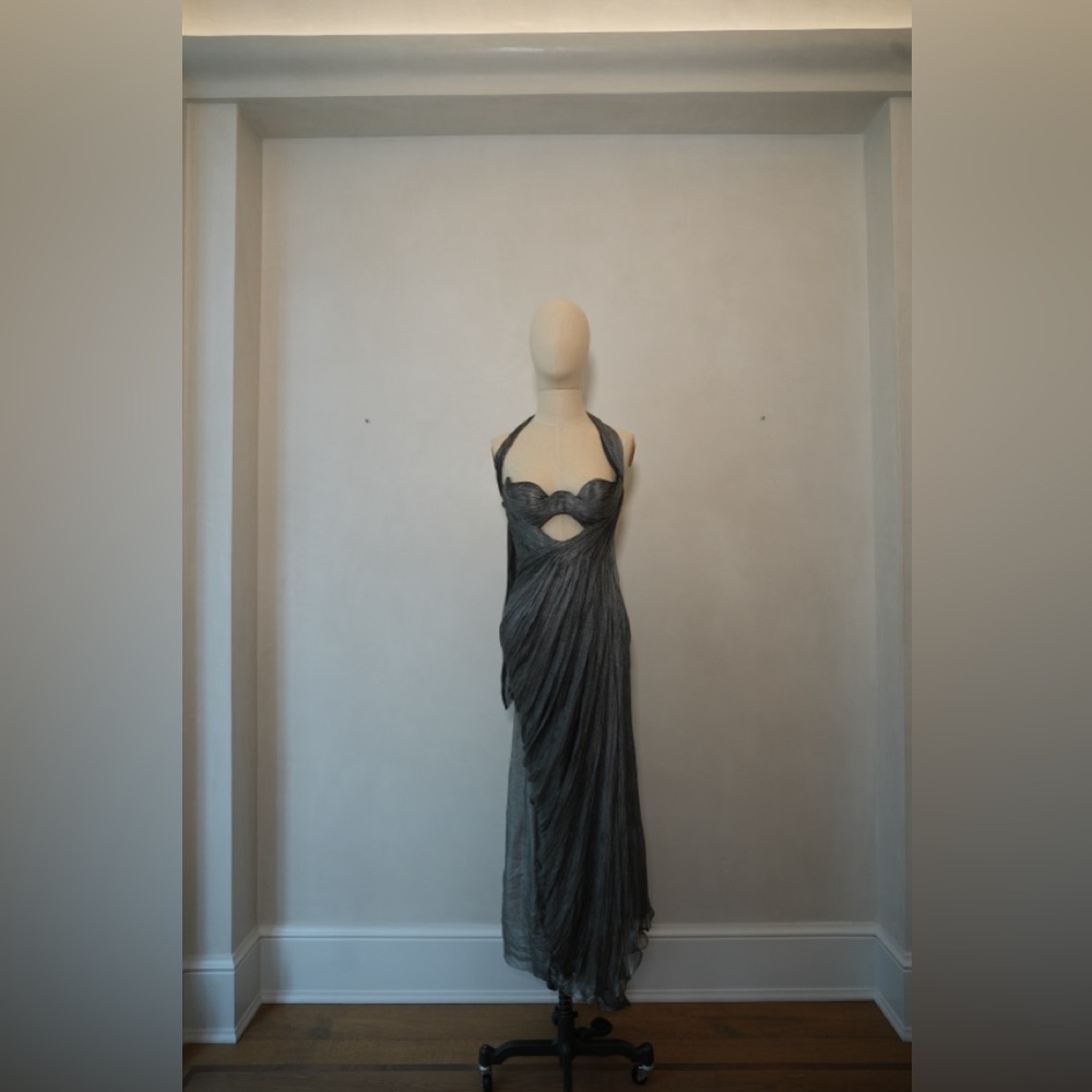 Maria Lucia Hohan Draped Halter Gown in Silver